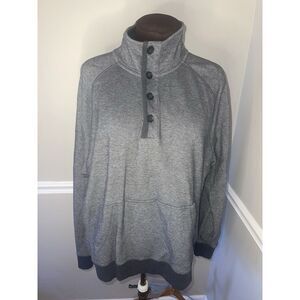 Banana Republic Heathered Gray‎ 1/4 Button Gray Sweatshirt Mens XL Pockets